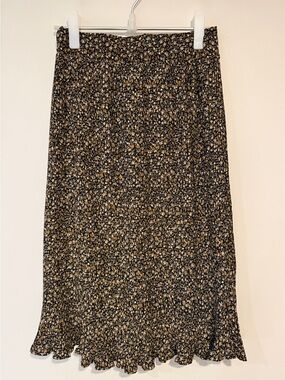 Pleione Midi Skirt - Floral Pleated - Size Small